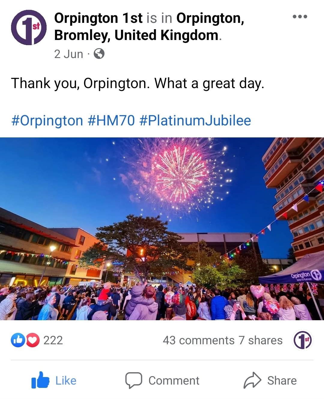 O1st jubilee facebook post